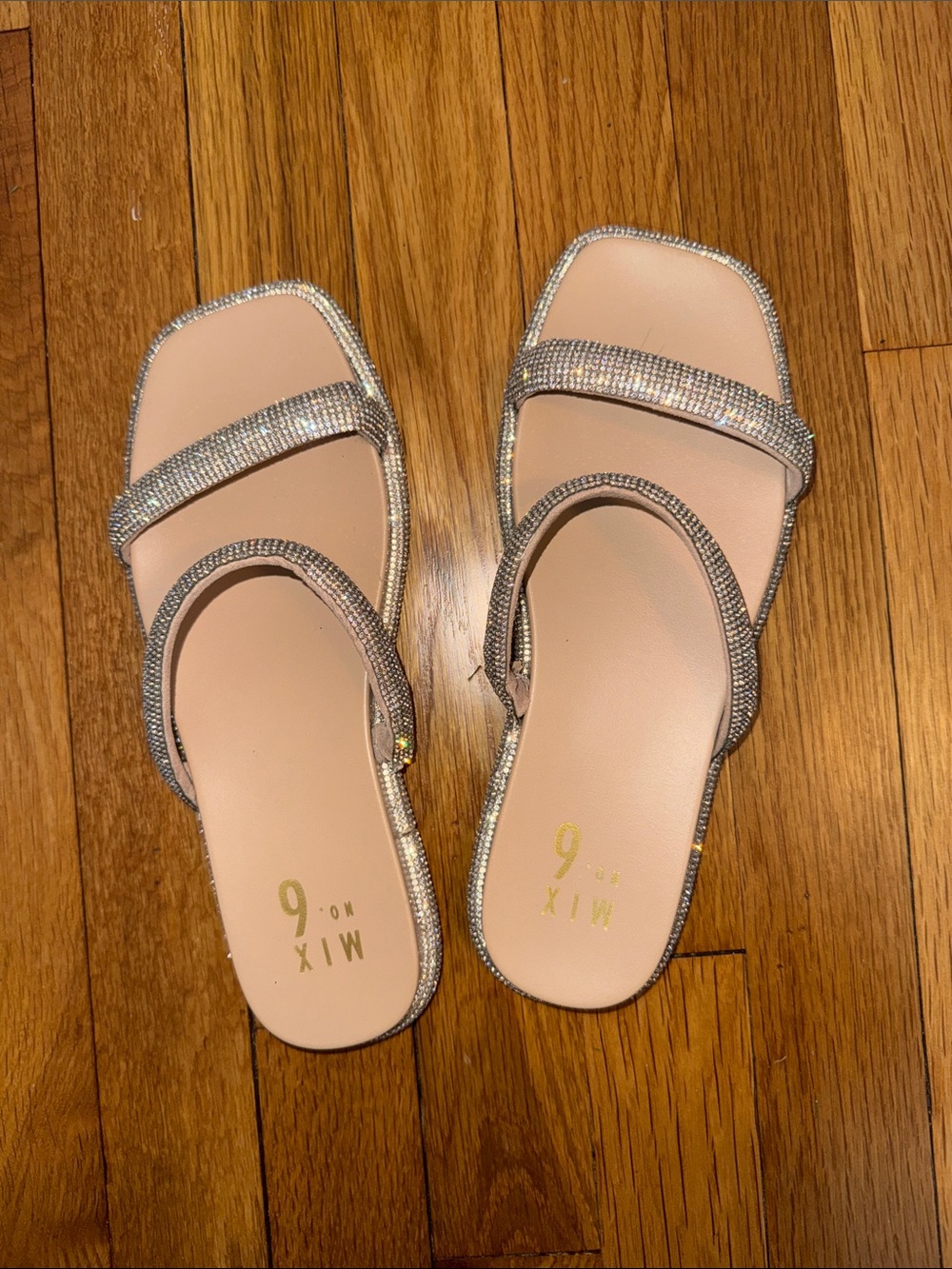 Mix No. 6 Glitter Pointed Flats & Silver Rhinestone Slide Sandals - Picture 5 of 6